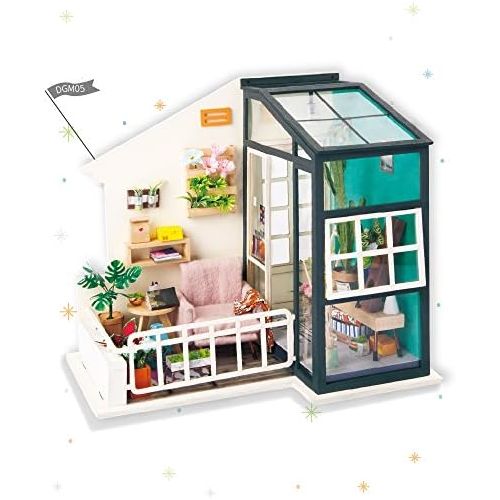  Rolife DIY Miniature Dollhouse Kit,Fancy Balcony with Furniture,Wooden Dollhouse Kit for Kids,Toy Playset Gift for Teens,Best Birthday/Christmas for Women and Girls