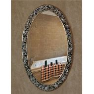 MQ&YH European Mirror Oval Wall Mirror Mediterranean Mirror Stone Decorative Mirror Bathroom Bathroom Mirror Pure Handmade Frame 44 64 3cm Mirror 33 53cm?OY-614?