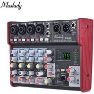 Muslady SM-68 Portable 6-Channel Sound Card Mixing Console Mixer Built-in 16 Effects with USB Audio Interface Supports 5V Power Bank for Recording DJ Network Live Broadcast Karaoke