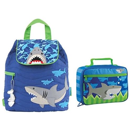  Stephen Joseph Boys Quilted Shark Backpack and Lunch Box for Kids