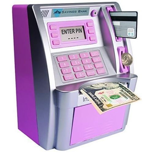  LB Great Boys Girls Kids Christmas Gift Personal ATM Savings Bank Money  Coin Cash Point Pink Bank Machine