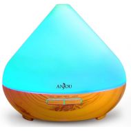 [아마존 핫딜] [아마존핫딜]Essential Oil Diffuser 300ml Anjou Aromatherapy Diffuser, Ultrasonic Cool Mist Humidifier for Office, Home Decor Gift, Up to 8H Use, Waterless Auto Shut-Off, 7 Color LED Lights, Wo