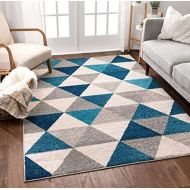 [아마존핫딜][아마존 핫딜] Well Woven Isometry Blue & Grey Modern Geometric Triangle Pattern 33 x 5 Area Rug Soft Shed Free Easy to Clean Stain Resistant