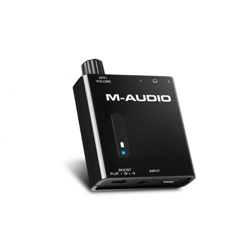 오디오테크니카 Audio-Technica Professional Studio Monitor Headphones, Gun Metal with Portable Powered Headphone Amplifier and Male to Male Stereo Audio Aux Cable - 2 Feet (0.6 Meters)