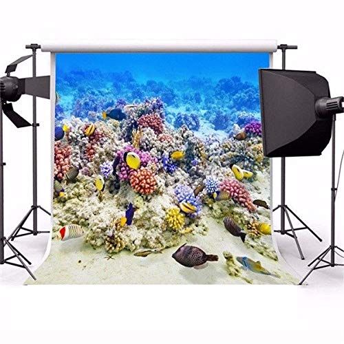  FidgetFidget Photography Background Underwater Coral Reef Fishes 8x8ft Studio Backdrop Prop