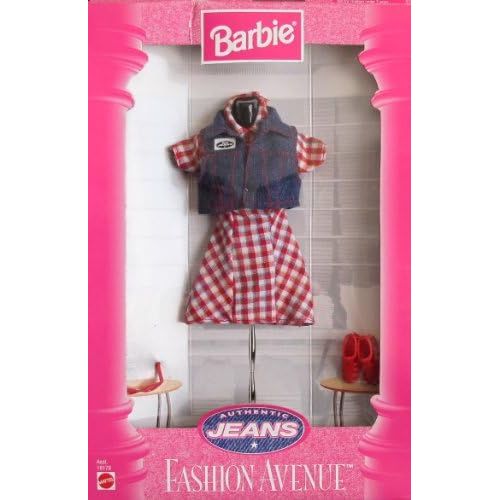 바비 Barbie BARBIE Fashion Avenue AUTHENTIC JEANS FASHIONS Collection w DRESS, DENIM VEST & More (1997)