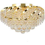 Worldwide Lighting Empire Collection 6 Light Gold Finish and Clear Crystal Flush Mount Ceiling Light 16 D x 9 H Round Medium