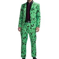 Xcoser Riddler Costume Suit Shirt Tie Question Mark Green Cosplay Halloween Outfit