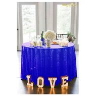 ShiDianYi Round Sequin Tablecloth Royal Blue 132Inch Backdrop Stand Blue Table Cloths for Parties -0730S