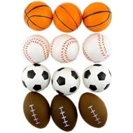 [아마존베스트]Adorox (24 Balls Assorted) 2.5 inches Mini Sports Balls Stress Relief Squeeze