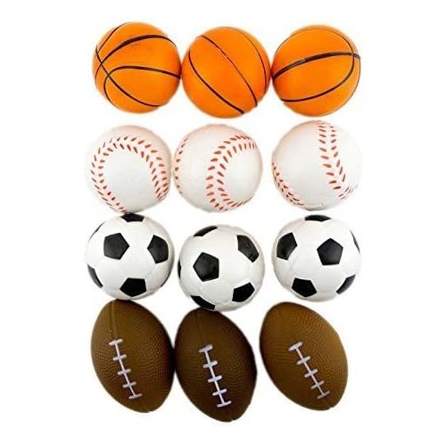  [아마존베스트]Adorox (24 Balls Assorted) 2.5 inches Mini Sports Balls Stress Relief Squeeze