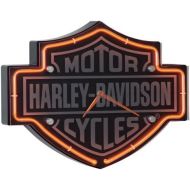 Harley-Davidson Etched Bar & Shield Shaped Neon Clock