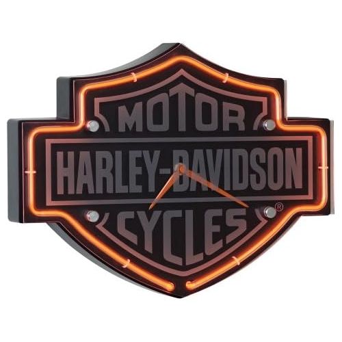  Harley-Davidson Etched Bar & Shield Shaped Neon Clock