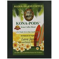 Aloha Island Lava Java Dark Roast Kona Blend Coffee Pods, 36-8g Coffee Pods