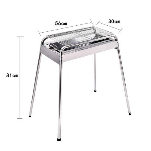 Barbecue Tool Sets Stainless Steel Grill Charcoal Tool Collapsible Grill Patio Grill Full Accessories Outdoor Picnic Tools Beach BBQ (Color : Silver, Size : 803181cm)