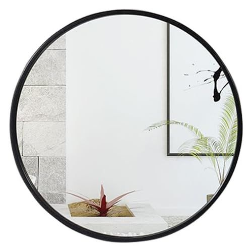  Mirror Bathroom Bathroom Makeup Circular Wall Hanging/European Washing 40/50/60/70cm (Color : Black, Size : 70cm)