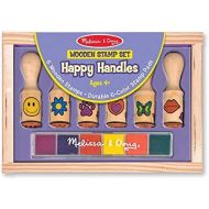 [아마존베스트]Melissa & Doug Happy Handles Wooden Stamp Set: 6 Stamps and 6-Color Stamp Pad