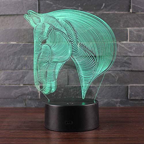  KAIYED Decorative Table Lamp Horse Head Theme 3D Lamp Led Night Light 7 Color Change Touch Mood Lamp Christmas Present