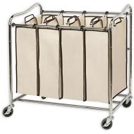 [아마존핫딜][아마존 핫딜] Simple Houseware Simplehouseware 4-Bag Heavy Duty Rolling Laundry Sorter Cart, Chrome