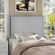 Modway Region Linen Fabric Upholstered Twin Headboard in Gray with Nailhead Trim