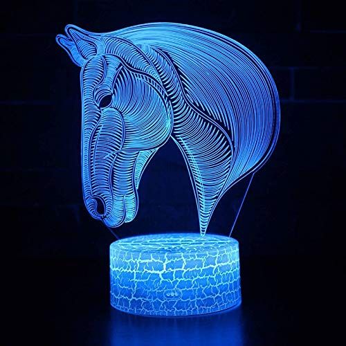  KAIYED Decorative Table Lamp Horse Head Theme 3D Lamp Led Night Light 7 Color Change Touch Mood Lamp Christmas Present