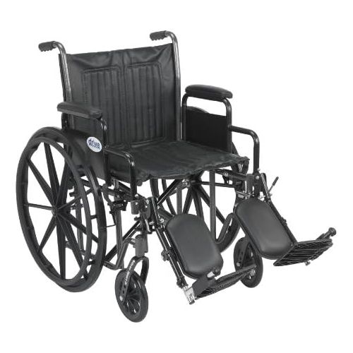  Drive Medical Silver Sport 2 Wheelchair with Various Arms Styles and Front Rigging Options, Black, 20