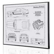 Engraved Blueprint Art LLC Ford Mustang 302 Boss 1969 Blueprint Artwork-Laser Marked & Personalized-The Perfect Ford Gifts