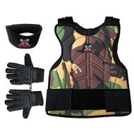 MAddog Sports Padded Chest Protector, Full Finger Tactical Gloves, Neck Protector Combo Package