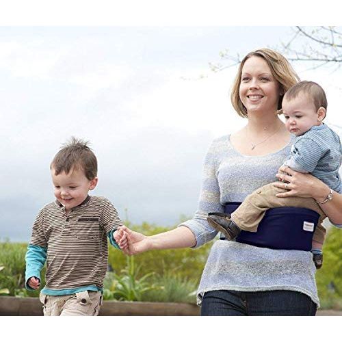  Angelbaby Baby Infant Hip Seat Carrier with pockets, Lightweight Toddler Waist Stool Seat Belt Carrier (Navy Blue)