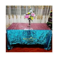 ShiDianYi Mermaid Sequin Tablecloth Rectangle 60x102-Inch Shimmer Table Cloth Flip Up Fabric Reversible Table Linens Hot Pink&Silver ~1228S (60x102-Inch, Teal to Pink)