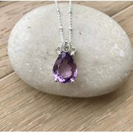 Belesas Purple Amethyst Necklace- Pear Shape Necklace- Unique Designer Necklace- February Birthstone Necklace- Purple Stone Necklace- Unique Jewelry Gifts for Her