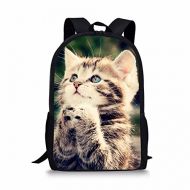 HUGS IDEA Cute Kids School Bag Shoulder Bookbag Cat Printing Backpack for Teen Boys Girls
