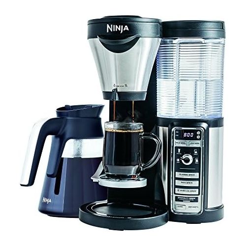 닌자 SharkNinja Ninja Coffee Maker for HotIced Coffee with 4 Brew Sizes, Programmable Auto-iQ, Milk Frother, 43oz Glass Carafe, Tumbler and 100 Recipes (CF082)