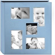 Pioneer Photo Albums Pioneer Collage Frame Embossed Baby Sewn Leatherette Cover Photo Album, 4x6, 240 Photos, Baby Blue