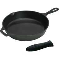 Lodge Logic 12 Inch Cast Iron Skillet with Helper Handle and Free Black Silicone Handle Holder