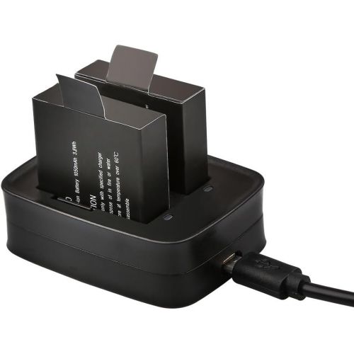  [아마존베스트]AKASO V50/ V50 Elite 2 x 1050mAh Rechargeable Action Camera Battery with USB Dual Charger