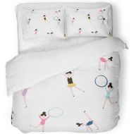 Visit the Emvency Store Emvency Bedding Duvet Cover Set Twin (1 Duvet Cover + 1 Pillowcase) Baby with Gymnastic Girls Modern Style Flat Abstract Athlete Cartoon Childish Cute Hotel Quality Wrinkle and Sta