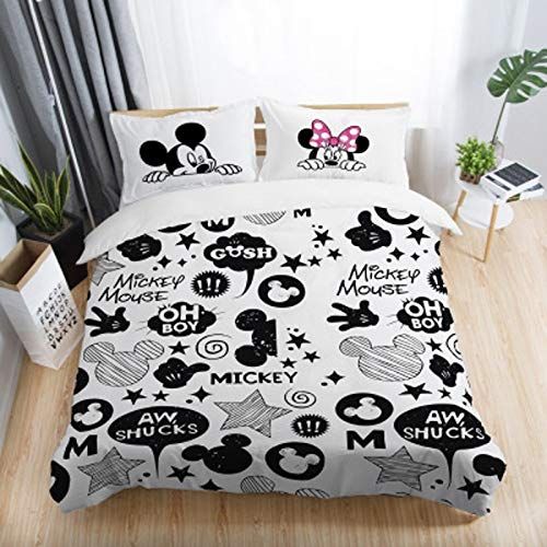  ATUSY Bedding Sets|Black and White Mickey Minnie Mouse 3D Printed Bedding Sets Adult Twin Full Queen...