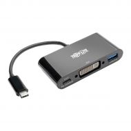 Tripp Lite USB C to DVI Adapter Converter w USB-A Hub & PD Charging USB Type C Thunderbolt 3, USB-C 1080p Black(U444-06N-DUB-C)