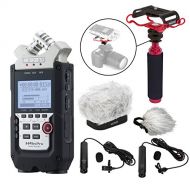 Movo Zoom H4n PRO 4-Channel Handy Recorder ULTIMATE Bundle with Premium Omni & Cardioid XLR Lavalier Microphones, Fitted Dual Layer Recorder Windscreen, Shockmount, Camera Mount, Mic Gr