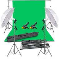 [아마존베스트]Emart Photography Backdrop Continuous Umbrella Studio Lighting Kit, Muslin Chromakey Green Screen and Background Stand Support System for Photo Video Shoot