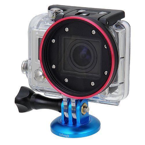  Fotodiox Pro GoTough Aluminium Stativ Montage Adapter fuer GoPro Hero HD/2/3/3+, Blau Metall