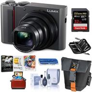 Panasonic Lumix DMC-ZS200 Digital Point & Shoot Camera, Silver - Bundle with 32GB SDHC U3 Card, Camera Case, Cleaning Kit, Memory Wallet, Card Reader, Mac Software Package