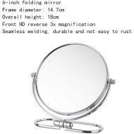 WUDHAO Vanity Mirror,Makeup Mirror Makeup Mirror Double Sided 3X Magnifying Table Mirror Round Rotary Desk Mirror 6-8-Inch Dressing Mirror with Lights Wall Mounted (Size : 6 inch: