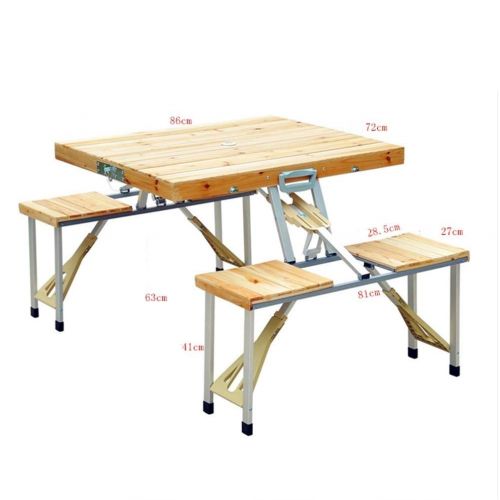  BHH-Picnic table Wooden Folding Picnic Table and Chair Set Portable Lightweight Sturdy Durable Suitcase Outdoor Indoor Camping Barbecue Garden Terrace Party Self-Driving Beach Yard