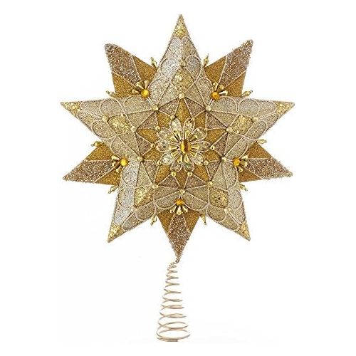 커트애들러 Kurt Adler Kurt S. Adler 16.5-Inch Gold Gems and Glitter Star Treetop