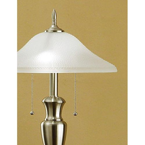  Artiva USA Triple-Pack, Classic Cordinates, 71-Inch Torchiere and 24-Inch Table Lamps Set in Brushed Steel Finish Hammered Glass Shades