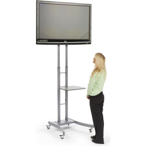 비보 Visit the Displays2go Store Displays2go MB863ESLV Portable TV Stand with Wheels for LCD/Plasma/LED TVs Between 32 & 65 Inch, Steel