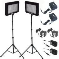 Bescor 190W Combined Dual LED Studio Lighting & Battery Kit, Includes 2x LED-95DK2 LED Light, 2x Light Stand, 2x External Battery with Charger