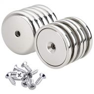 Anpro 10 Stueck Neodym-Disc Senkkopf Loch Magnete, Stark, Permanent, Rare Earth Magnete Mit 10 Schrauben fuer Handwerk, 32MM X 6MM
